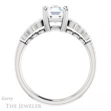 14k White Gold Asscher Cut Forever One Engagement Ring Setting #GTJ1208-asscher-fo-w 2 14k White Gold Asscher Cut Forever One Engagement Ring Setting #GTJ1208-asscher-fo-w
