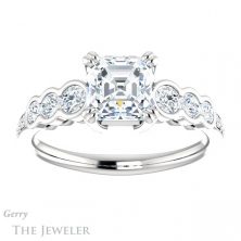14k White Gold Asscher Cut Forever One Engagement Ring Setting #GTJ1208-asscher-fo-w 1 14k White Gold Asscher Cut Forever One Engagement Ring Setting #GTJ1208-asscher-fo-w