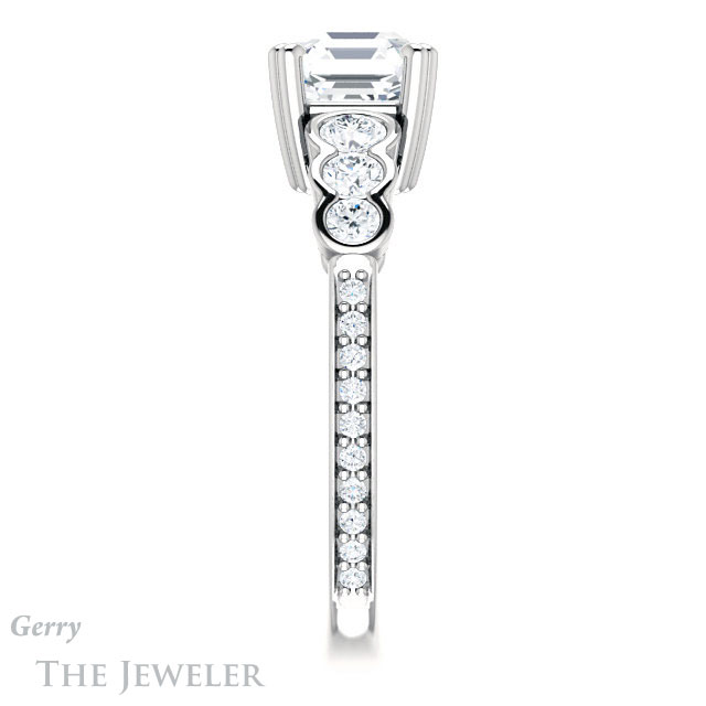 14k White Gold Asscher Cut Forever One Engagement Ring Setting #GTJ1208-asscher-fo-w 3 14k White Gold Asscher Cut Forever One Engagement Ring Setting #GTJ1208-asscher-fo-w