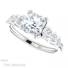 14k White Gold Asscher Cut Forever One Engagement Ring Setting #GTJ1208-asscher-fo-w 5 14k White Gold Asscher Cut Forever One Engagement Ring Setting #GTJ1208-asscher-fo-w