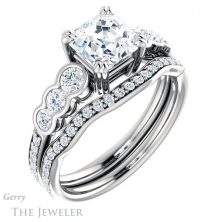 14k White Gold Asscher Cut Forever One Engagement Ring Setting #GTJ1208-asscher-fo-w 6 14k White Gold Asscher Cut Forever One Engagement Ring Setting #GTJ1208-asscher-fo-w