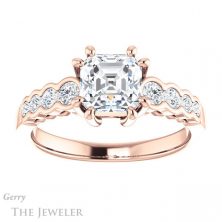 14k Rose Gold Asscher Cut Forever One Engagement Ring Setting #GTJ1209-asscher-fo-r 1 14k Rose Gold Asscher Cut Forever One Engagement Ring Setting #GTJ1209-asscher-fo-r