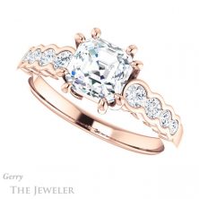 14k Rose Gold Asscher Cut Forever One Engagement Ring Setting #GTJ1209-asscher-fo-r 5 14k Rose Gold Asscher Cut Forever One Engagement Ring Setting #GTJ1209-asscher-fo-r