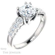 14k White Gold Asscher Cut Forever One Engagement Ring Setting #GTJ1209-asscher-fo-w