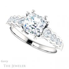 14k White Gold Asscher Cut Forever One Engagement Ring Setting #GTJ1209-asscher-fo-w