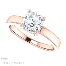 14k Rose Gold Asscher Cut Forever One Engagement Ring Setting #GTJ1211-asscher-fo-r 5 14k Rose Gold Asscher Cut Forever One Engagement Ring Setting #GTJ1211-asscher-fo-r