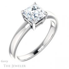 14k White Gold Asscher Cut Forever One Engagement Ring Setting #GTJ1211-asscher-fo-w 4 14k White Gold Asscher Cut Forever One Engagement Ring Setting #GTJ1211-asscher-fo-w
