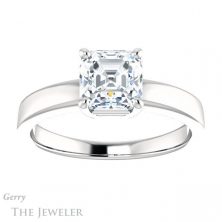 14k White Gold Asscher Cut Forever One Engagement Ring Setting #GTJ1211-asscher-fo-w 1 14k White Gold Asscher Cut Forever One Engagement Ring Setting #GTJ1211-asscher-fo-w