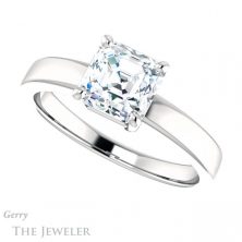 14k White Gold Asscher Cut Forever One Engagement Ring Setting #GTJ1211-asscher-fo-w 5 14k White Gold Asscher Cut Forever One Engagement Ring Setting #GTJ1211-asscher-fo-w