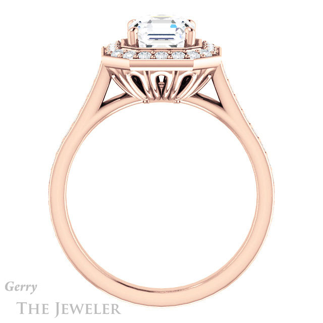 14k Rose Gold Asscher Cut Forever One Engagement Ring Setting #GTJ1213-asscher-fo-r