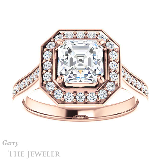 14k Rose Gold Asscher Cut Forever One Engagement Ring Setting #GTJ1213-asscher-fo-r