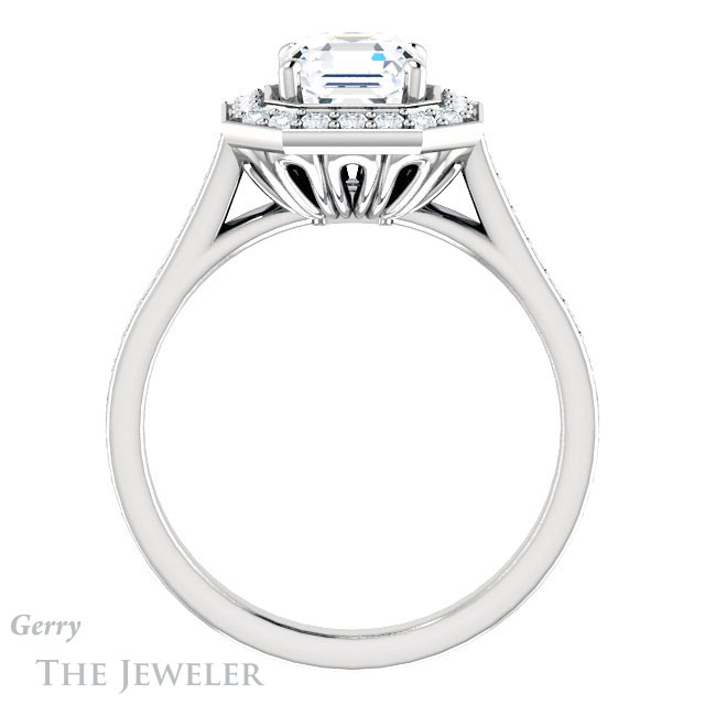 14k White Gold Asscher Cut Forever One Engagement Ring Setting #GTJ1213-asscher-fo-w