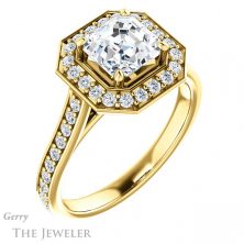 14k Yellow Gold Asscher Cut Forever One Engagement Ring Setting #GTJ1213-asscher-fo-y