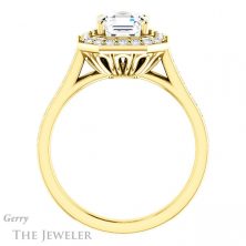 14k Yellow Gold Asscher Cut Forever One Engagement Ring Setting #GTJ1213-asscher-fo-y
