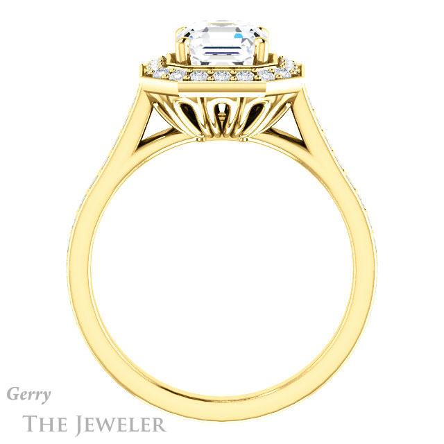 14k Yellow Gold Asscher Cut Forever One Engagement Ring Setting #GTJ1213-asscher-fo-y