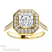 14k Yellow Gold Asscher Cut Forever One Engagement Ring Setting #GTJ1213-asscher-fo-y