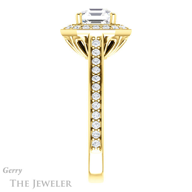 14k Yellow Gold Asscher Cut Forever One Engagement Ring Setting #GTJ1213-asscher-fo-y