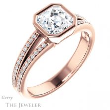 14k Rose Gold Asscher Cut Forever One Engagement Ring Setting #GTJ1214-asscher-fo-r 4 14k Rose Gold Asscher Cut Forever One Engagement Ring Setting #GTJ1214-asscher-fo-r