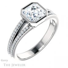 14k White Gold Asscher Cut Forever One Engagement Ring Setting #GTJ1214-asscher-fo-w 4 14k White Gold Asscher Cut Forever One Engagement Ring Setting #GTJ1214-asscher-fo-w