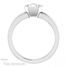 14k White Gold Asscher Cut Forever One Engagement Ring Setting #GTJ1214-asscher-fo-w 2 14k White Gold Asscher Cut Forever One Engagement Ring Setting #GTJ1214-asscher-fo-w