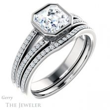 14k White Gold Asscher Cut Forever One Engagement Ring Setting #GTJ1214-asscher-fo-w 6 14k White Gold Asscher Cut Forever One Engagement Ring Setting #GTJ1214-asscher-fo-w