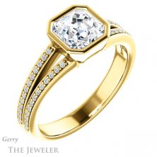 14k Yellow Gold Asscher Cut Forever One Engagement Ring Setting #GTJ1214-asscher-fo-y 4 14k Yellow Gold Asscher Cut Forever One Engagement Ring Setting #GTJ1214-asscher-fo-y