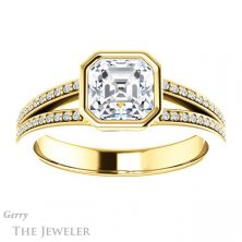 14k Yellow Gold Asscher Cut Forever One Engagement Ring Setting #GTJ1214-asscher-fo-y 1 14k Yellow Gold Asscher Cut Forever One Engagement Ring Setting #GTJ1214-asscher-fo-y