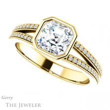 14k Yellow Gold Asscher Cut Forever One Engagement Ring Setting #GTJ1214-asscher-fo-y 5 14k Yellow Gold Asscher Cut Forever One Engagement Ring Setting #GTJ1214-asscher-fo-y