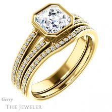 14k Yellow Gold Asscher Cut Forever One Engagement Ring Setting #GTJ1214-asscher-fo-y 6 14k Yellow Gold Asscher Cut Forever One Engagement Ring Setting #GTJ1214-asscher-fo-y