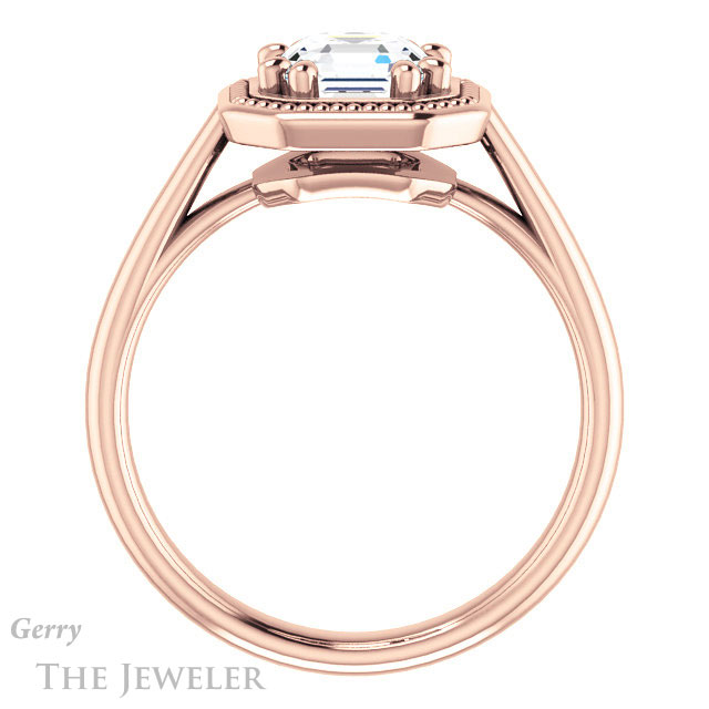 Asscher Cut Forever One Engagement Ring Setting #GTJ1215-asscher-fo-r | Gerry The Jeweler 14k Rose Gold Asscher Cut Forever One Engagement Ring Setting #GTJ1215-asscher-fo-r