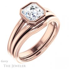 14k Rose Gold Asscher Cut Forever One Engagement Ring Setting #GTJ1216-asscher-fo-r