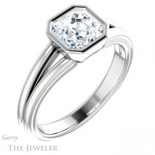 14k White Gold Asscher Cut Forever One Engagement Ring Setting #GTJ1216-asscher-fo-w