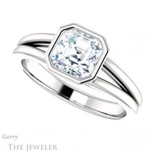 14k White Gold Asscher Cut Forever One Engagement Ring Setting #GTJ1216-asscher-fo-w