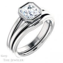 14k White Gold Asscher Cut Forever One Engagement Ring Setting #GTJ1216-asscher-fo-w