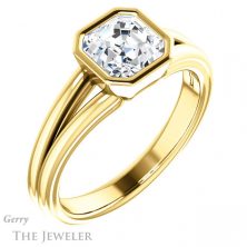 14k Yellow Gold Asscher Cut Forever One Engagement Ring Setting #GTJ1216-asscher-fo-y