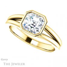 14k Yellow Gold Asscher Cut Forever One Engagement Ring Setting #GTJ1216-asscher-fo-y