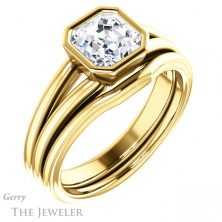 14k Yellow Gold Asscher Cut Forever One Engagement Ring Setting #GTJ1216-asscher-fo-y
