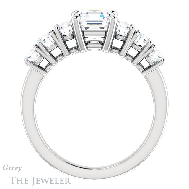 Asscher Cut Forever One Engagement Ring Setting #GTJ1217-asscher-fo-w | Gerry The Jeweler 14k White Gold Asscher Cut Forever One Engagement Ring Setting #GTJ1217-asscher-fo-w