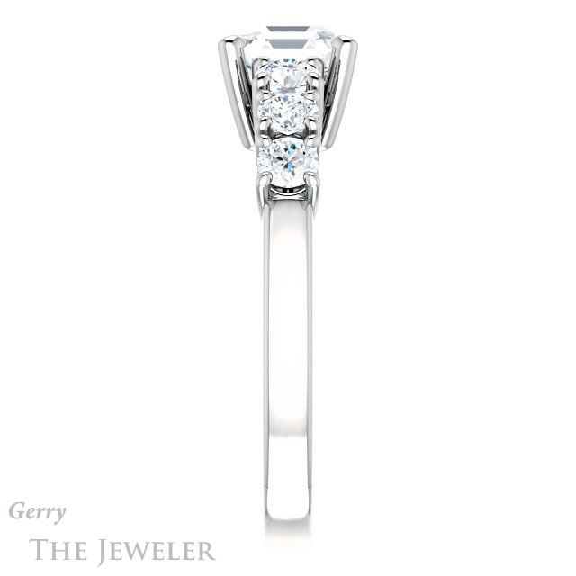 Asscher Cut Forever One Engagement Ring Setting #GTJ1217-asscher-fo-w | Gerry The Jeweler 14k White Gold Asscher Cut Forever One Engagement Ring Setting #GTJ1217-asscher-fo-w