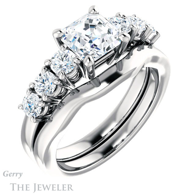 Asscher Cut Forever One Engagement Ring Setting #GTJ1217-asscher-fo-w | Gerry The Jeweler 14k White Gold Asscher Cut Forever One Engagement Ring Setting #GTJ1217-asscher-fo-w