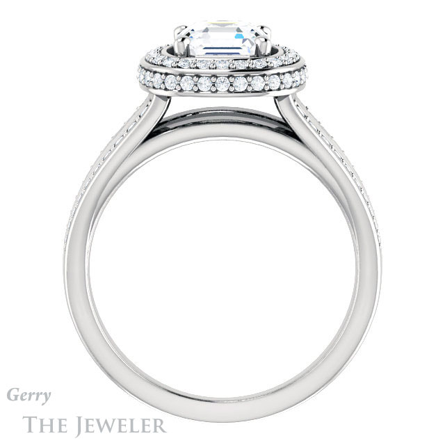 Asscher Cut Forever One Engagement Ring Setting #GTJ1218-asscher-fo-w | Gerry The Jeweler 14k White Gold Asscher Cut Forever One Engagement Ring Setting #GTJ1218-asscher-fo-w