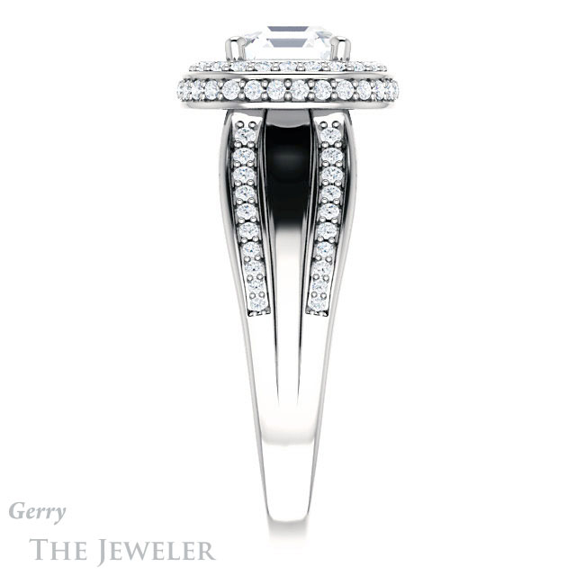 Asscher Cut Forever One Engagement Ring Setting #GTJ1218-asscher-fo-w | Gerry The Jeweler 14k White Gold Asscher Cut Forever One Engagement Ring Setting #GTJ1218-asscher-fo-w