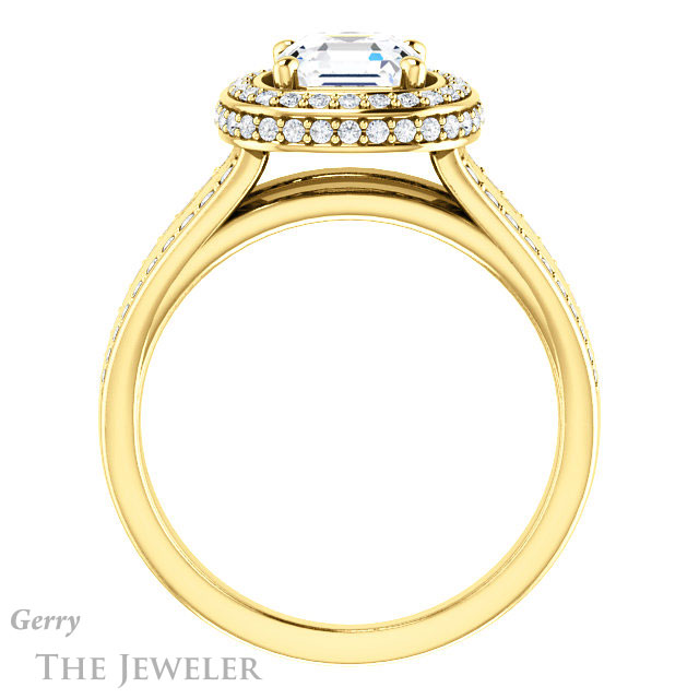 Asscher Cut Forever One Engagement Ring Setting #GTJ1218-asscher-fo-y | Gerry The Jeweler 14k Yellow Gold Asscher Cut Forever One Engagement Ring Setting #GTJ1218-asscher-fo-y