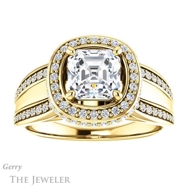 Asscher Cut Forever One Engagement Ring Setting #GTJ1218-asscher-fo-y | Gerry The Jeweler 14k Yellow Gold Asscher Cut Forever One Engagement Ring Setting #GTJ1218-asscher-fo-y