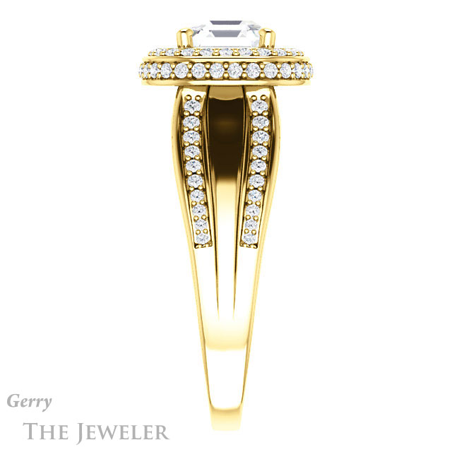 Asscher Cut Forever One Engagement Ring Setting #GTJ1218-asscher-fo-y | Gerry The Jeweler 14k Yellow Gold Asscher Cut Forever One Engagement Ring Setting #GTJ1218-asscher-fo-y
