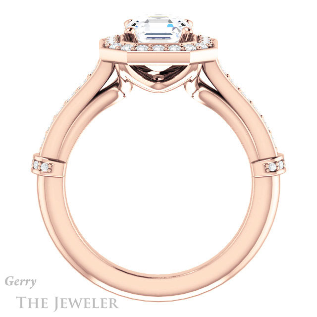 Asscher Cut Forever One Engagement Ring Setting #GTJ1219-asscher-fo-r | Gerry The Jeweler 14k Rose Gold Asscher Cut Forever One Engagement Ring Setting #GTJ1219-asscher-fo-r