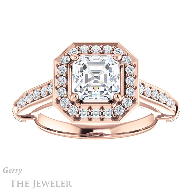 Asscher Cut Forever One Engagement Ring Setting #GTJ1219-asscher-fo-r | Gerry The Jeweler 14k Rose Gold Asscher Cut Forever One Engagement Ring Setting #GTJ1219-asscher-fo-r