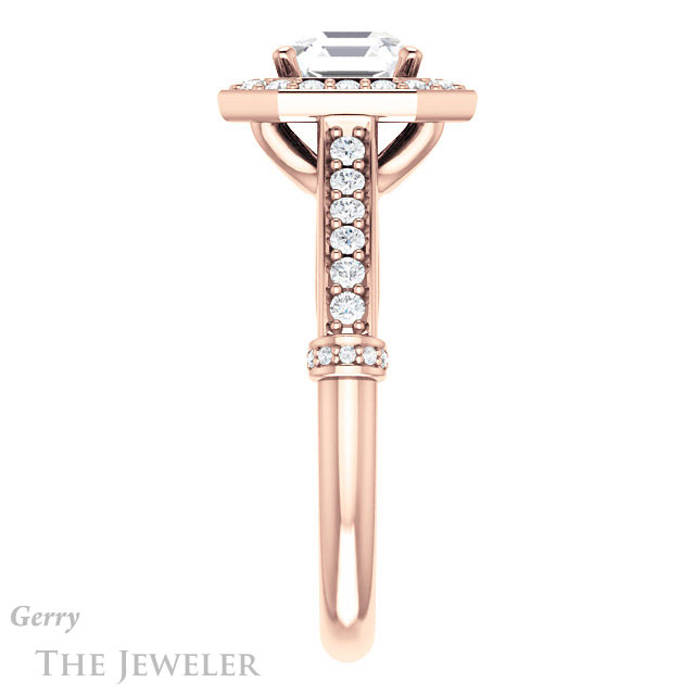 Asscher Cut Forever One Engagement Ring Setting #GTJ1219-asscher-fo-r | Gerry The Jeweler 14k Rose Gold Asscher Cut Forever One Engagement Ring Setting #GTJ1219-asscher-fo-r