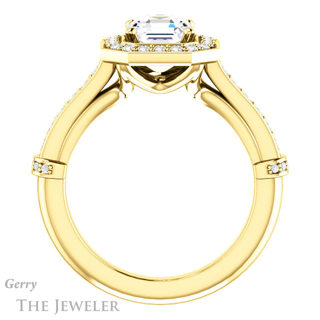 Asscher Cut Forever One Engagement Ring Setting #GTJ1219-asscher-fo-y | Gerry The Jeweler 14k Yellow Gold Asscher Cut Forever One Engagement Ring Setting #GTJ1219-asscher-fo-y
