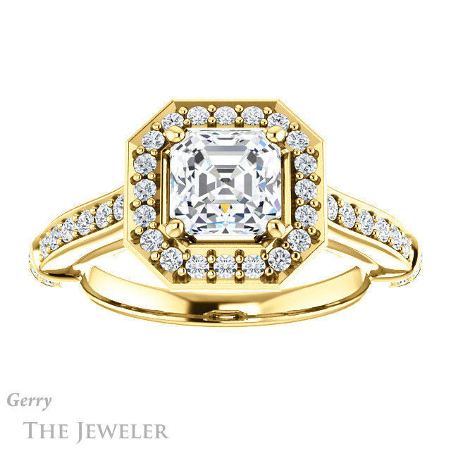Asscher Cut Forever One Engagement Ring Setting #GTJ1219-asscher-fo-y | Gerry The Jeweler 14k Yellow Gold Asscher Cut Forever One Engagement Ring Setting #GTJ1219-asscher-fo-y